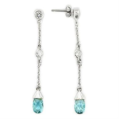 Picture of LOS001 - 925 Sterling Silver Earrings Rhodium Women Genuine Stone London Blue