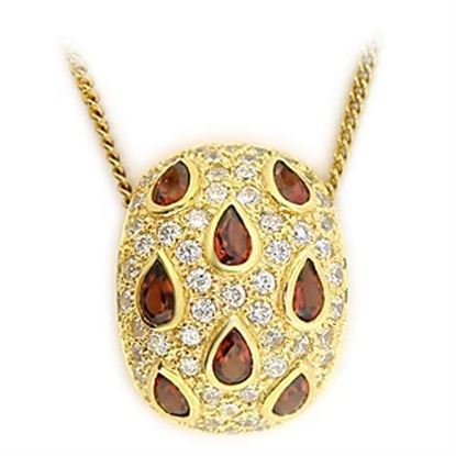 Picture of LOS008 - 925 Sterling Silver Pendant Gold Women Genuine Stone Garnet