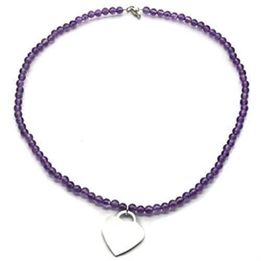 Picture of LOS029 - 925 Sterling Silver Necklace Silver Women Synthetic Amethyst