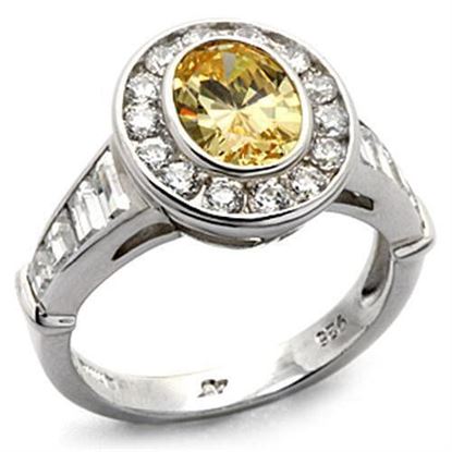 Picture of LOS031 - 925 Sterling Silver Ring Rhodium Women AAA Grade CZ Topaz