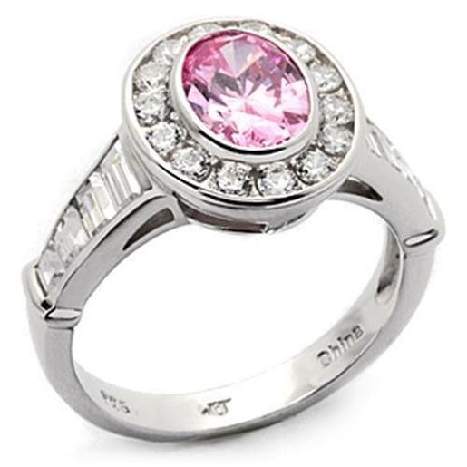 Picture of LOS044 - 925 Sterling Silver Ring Rhodium Women AAA Grade CZ Rose