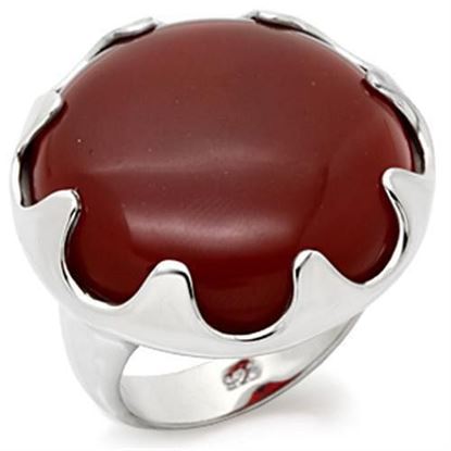 Picture of LOS085 - 925 Sterling Silver Ring High-Polished Women Semi-Precious Ruby