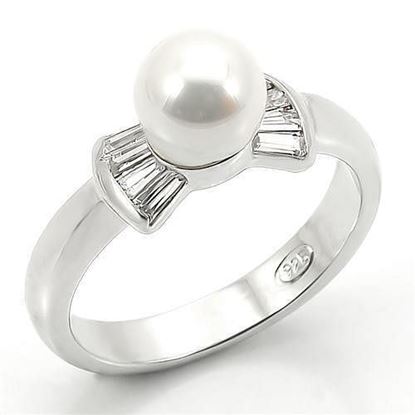 Picture of LOS099 - 925 Sterling Silver Ring Rhodium Women Synthetic White