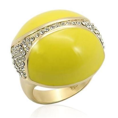 Picture of LOS184 - 925 Sterling Silver Ring Gold Women Top Grade Crystal Clear