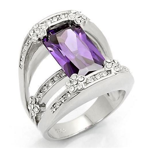 Picture of LOS187 - 925 Sterling Silver Ring Rhodium Women AAA Grade CZ Amethyst