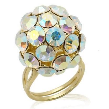 Picture of LOS189 - 925 Sterling Silver Ring Gold Women Top Grade Crystal White