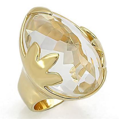 Picture of LOS206 - 925 Sterling Silver Ring Gold Women Genuine Stone Clear