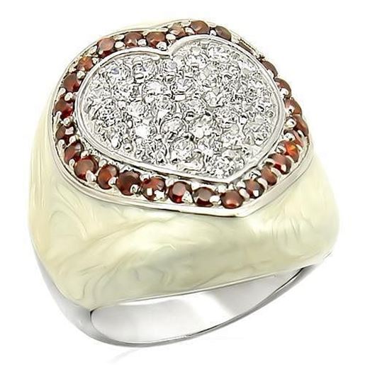 Picture of LOS211 - 925 Sterling Silver Ring Rhodium Women AAA Grade CZ Garnet