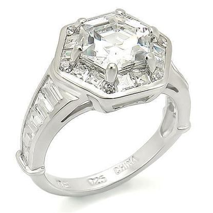 Picture of LOS266 - 925 Sterling Silver Ring Rhodium Women AAA Grade CZ Clear