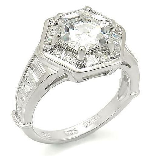 Picture of LOS266 - 925 Sterling Silver Ring Rhodium Women AAA Grade CZ Clear