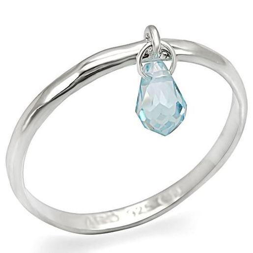 Picture of LOS268 - 925 Sterling Silver Ring Silver Women Genuine Stone Sea Blue