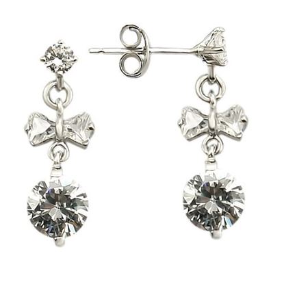 Picture of LOS313 - 925 Sterling Silver Earrings Rhodium Women AAA Grade CZ Clear