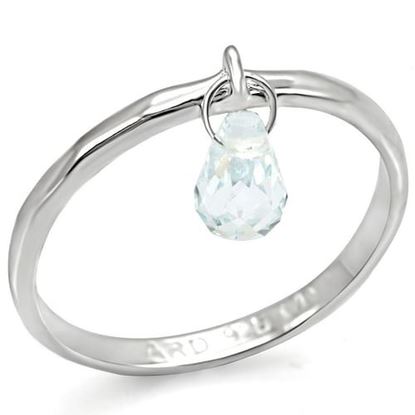 Picture of LOS318 - 925 Sterling Silver Ring Silver Women Genuine Stone Aquamarine