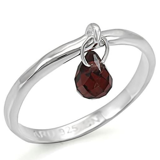 Picture of LOS320 - 925 Sterling Silver Ring Silver Women Genuine Stone Garnet