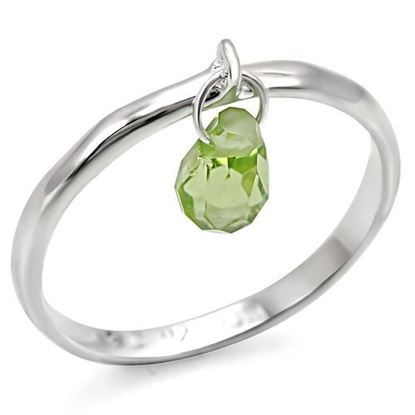 Picture of LOS321 - 925 Sterling Silver Ring Silver Women Genuine Stone Peridot