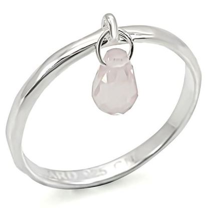 Picture of LOS323 - 925 Sterling Silver Ring Silver Women Genuine Stone Light Rose