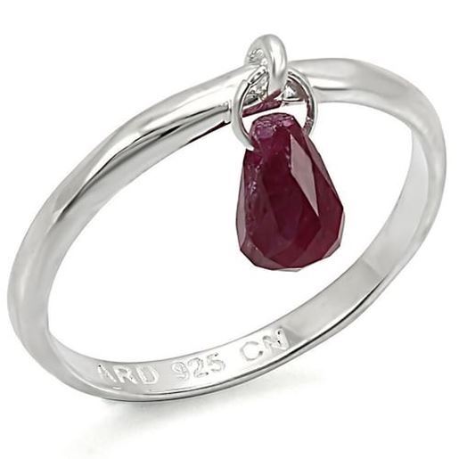 Picture of LOS324 - 925 Sterling Silver Ring Silver Women Genuine Stone Ruby