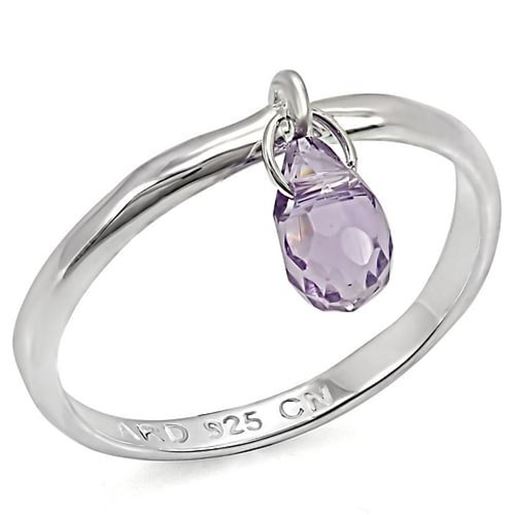 Picture of LOS325 - 925 Sterling Silver Ring Silver Women Genuine Stone Amethyst