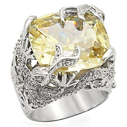 Picture of LOS335 - 925 Sterling Silver Ring Rhodium Women AAA Grade CZ Citrine Yellow