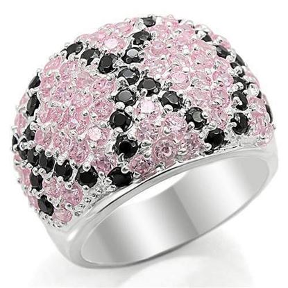 Picture of LOS357 - 925 Sterling Silver Ring Silver Women AAA Grade CZ Multi Color