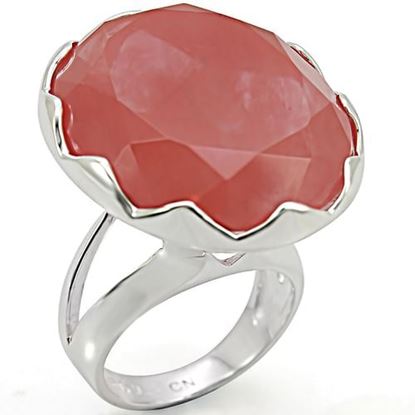 Picture of LOS388 - 925 Sterling Silver Ring Silver Women Synthetic Light Peach