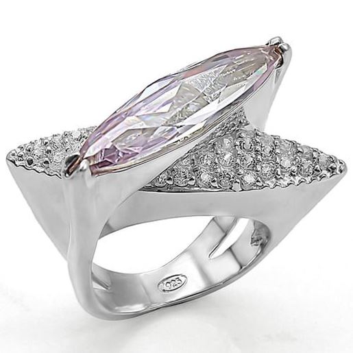 Picture of LOS390 - 925 Sterling Silver Ring High-Polished Women AAA Grade CZ Light Amethyst