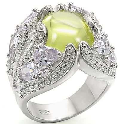 Picture of LOS391 - 925 Sterling Silver Ring High-Polished Women AAA Grade CZ Apple Green color