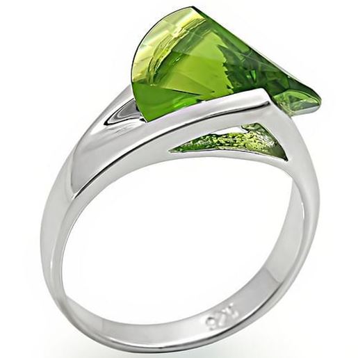 Picture of LOS395 - 925 Sterling Silver Ring Rhodium Women Synthetic Peridot