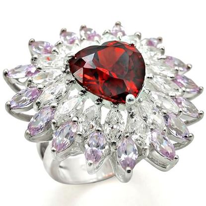 Picture of LOS399 - 925 Sterling Silver Ring High-Polished Women AAA Grade CZ Garnet