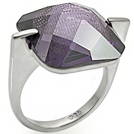 Picture of LOS409 - 925 Sterling Silver Ring High-Polished Women AAA Grade CZ Amethyst