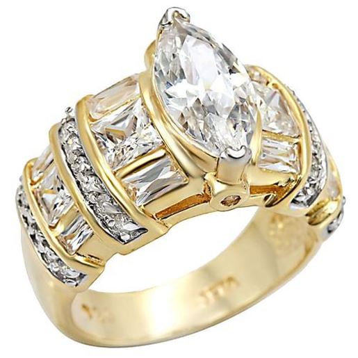 Picture of LOS414 - 925 Sterling Silver Ring Gold+Rhodium Women AAA Grade CZ Clear