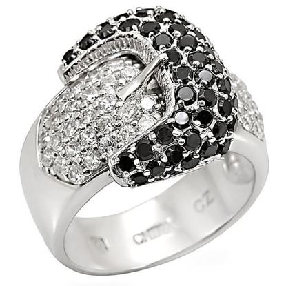 Picture of LOS415 - 925 Sterling Silver Ring Rhodium Women AAA Grade CZ Black Diamond