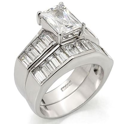 Picture of LOS448 - 925 Sterling Silver Ring Rhodium Women AAA Grade CZ Clear