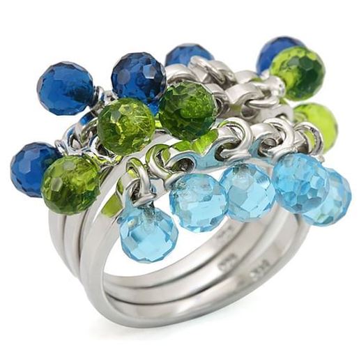 Picture of LOS462 - 925 Sterling Silver Ring Rhodium Women Synthetic Multi Color