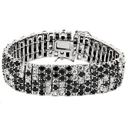 Picture of LOS476 - 925 Sterling Silver Bracelet Rhodium Women AAA Grade CZ Black Diamond