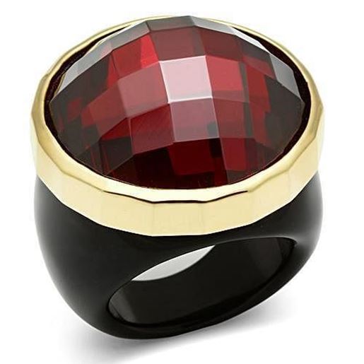 Picture of LOS525 - 925 Sterling Silver Ring Gold Women AAA Grade CZ Garnet