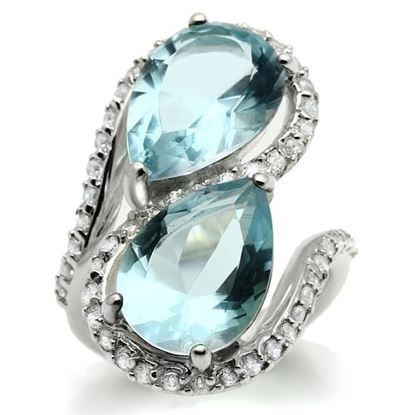 Picture of LOS548 - 925 Sterling Silver Ring Silver Women Synthetic Sea Blue