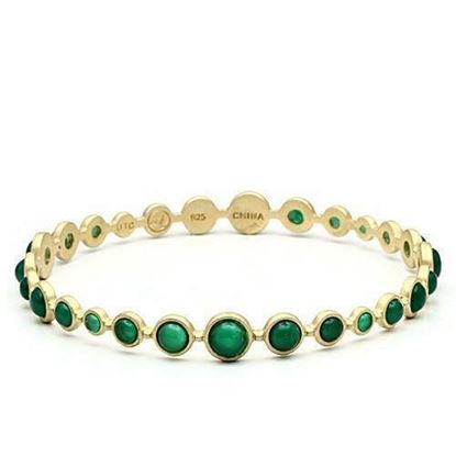 Picture of LOS550 - 925 Sterling Silver Bangle Matte Gold Women Semi-Precious Emerald