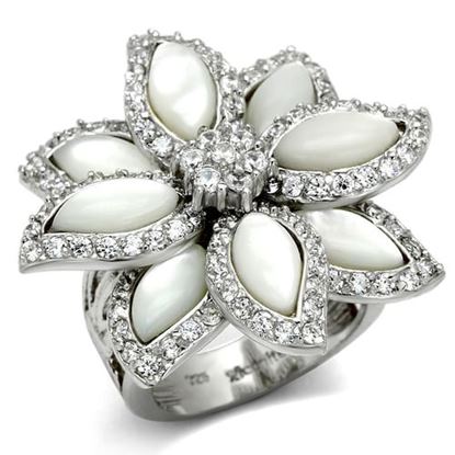 Picture of LOS556 - 925 Sterling Silver Ring Rhodium Women Precious Stone White