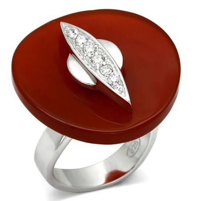 Picture of LOS565 - 925 Sterling Silver Ring Rhodium Women Semi-Precious Garnet