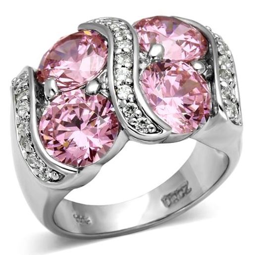 Picture of LOS570 - 925 Sterling Silver Ring Rhodium Women AAA Grade CZ Rose