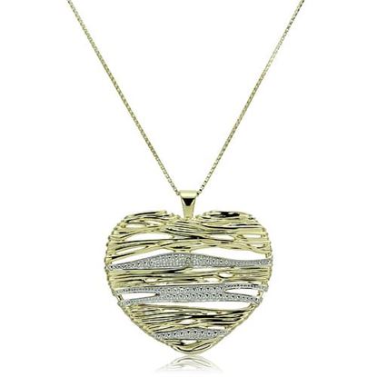 Picture of LOS599 - 925 Sterling Silver Necklace Gold+Rhodium Women AAA Grade CZ Clear