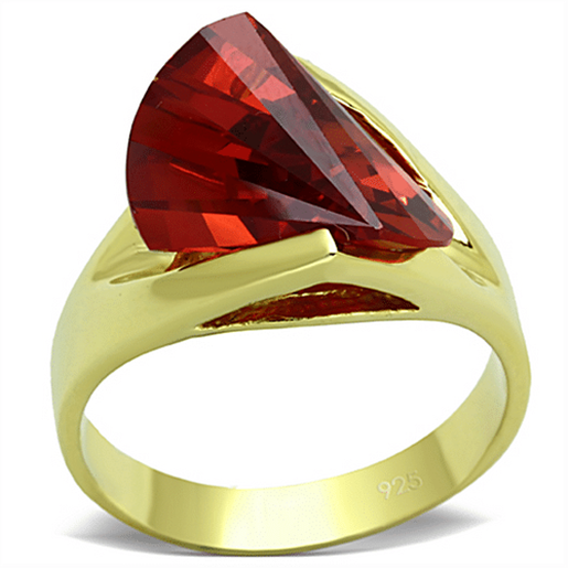 Picture of LOS641 - 925 Sterling Silver Ring Gold Women AAA Grade CZ Garnet