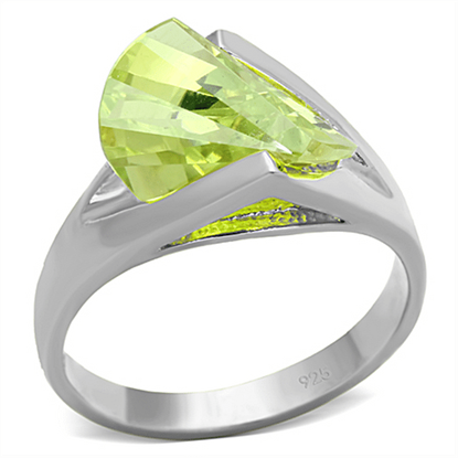 Picture of LOS646 - 925 Sterling Silver Ring Silver Women AAA Grade CZ Apple Green color