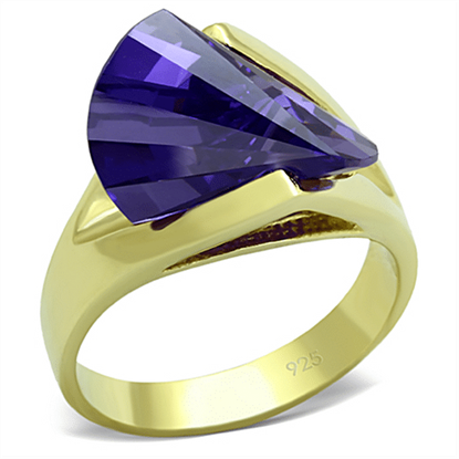 Picture of LOS656 - 925 Sterling Silver Ring Gold Women AAA Grade CZ Tanzanite