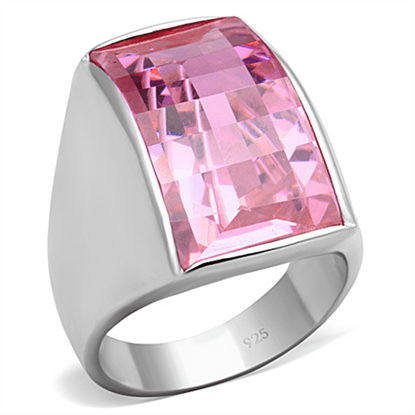 Picture of LOS695 - 925 Sterling Silver Ring Silver Women AAA Grade CZ Rose