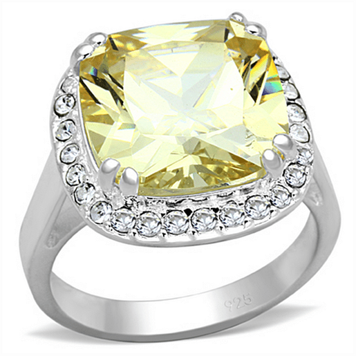 Picture of LOS718 - 925 Sterling Silver Ring Silver Women AAA Grade CZ Citrine Yellow