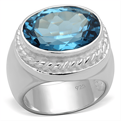 Picture of LOS732 - 925 Sterling Silver Ring Silver Women Synthetic Sea Blue