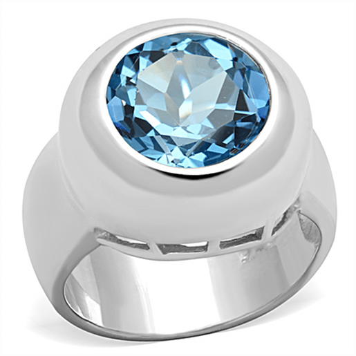 Picture of LOS737 - 925 Sterling Silver Ring Silver Women Synthetic Sea Blue