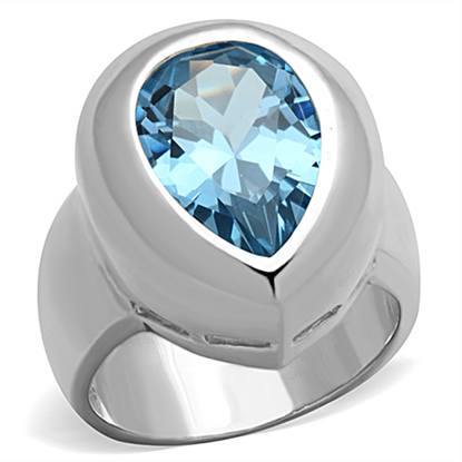 Picture of LOS739 - 925 Sterling Silver Ring Silver Men Synthetic Sea Blue